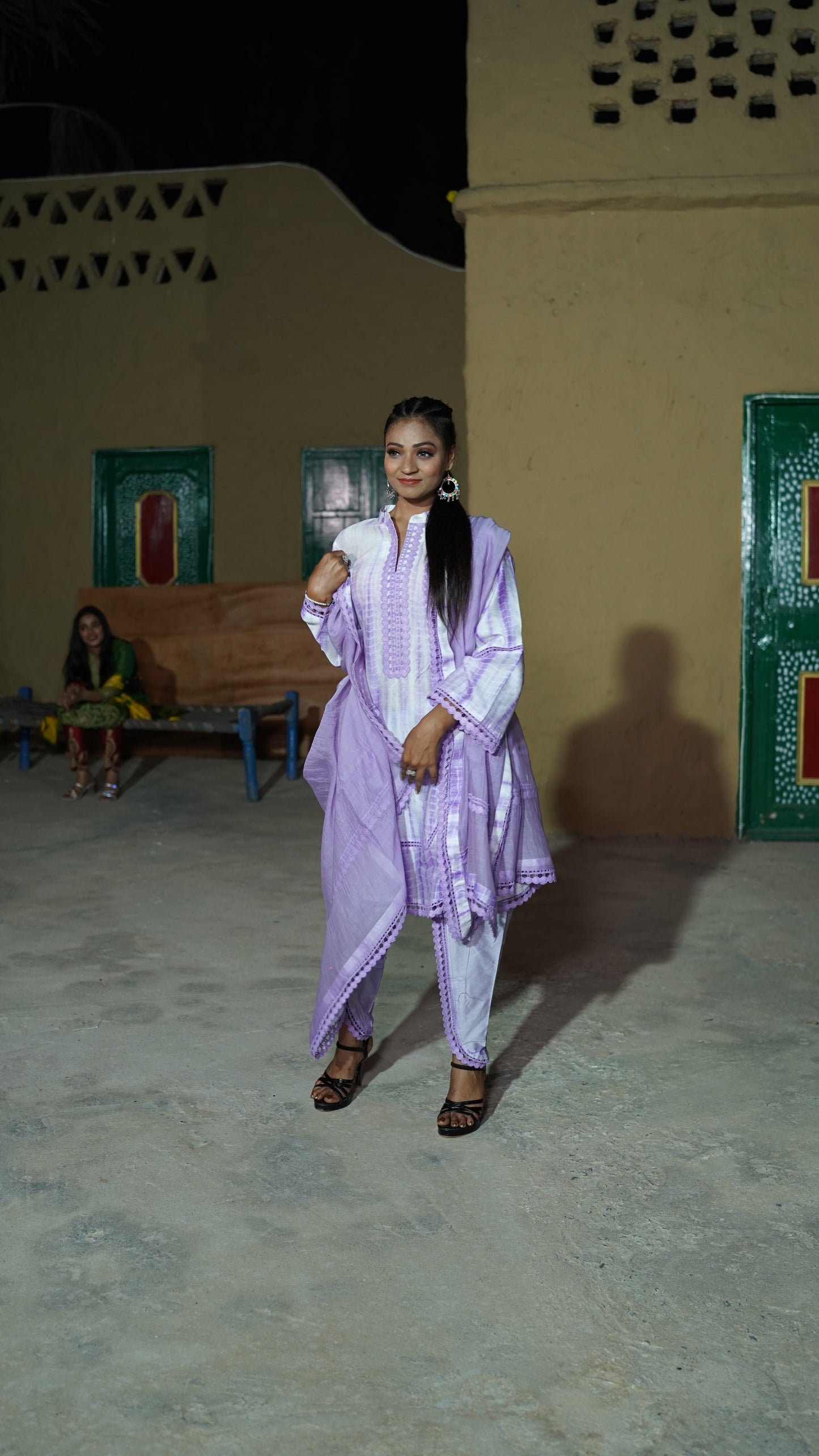 Purple Chanderi Silk Tie and Dye Short Kurta CS 105