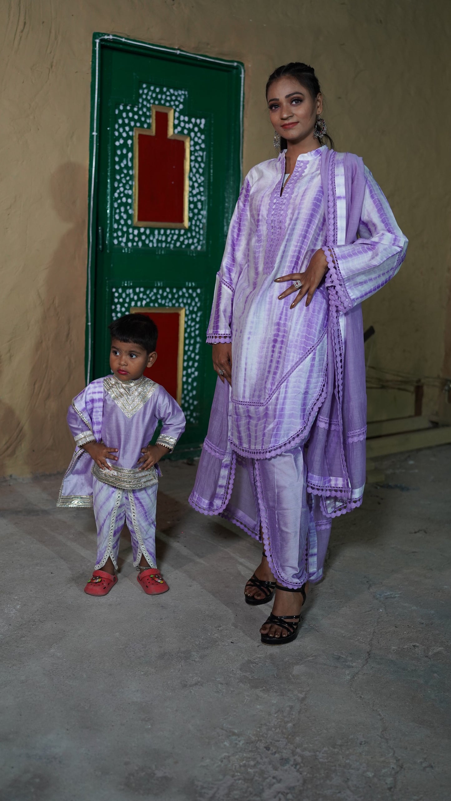 Purple Chanderi Silk Tie and Dye Short Kurta CS 105