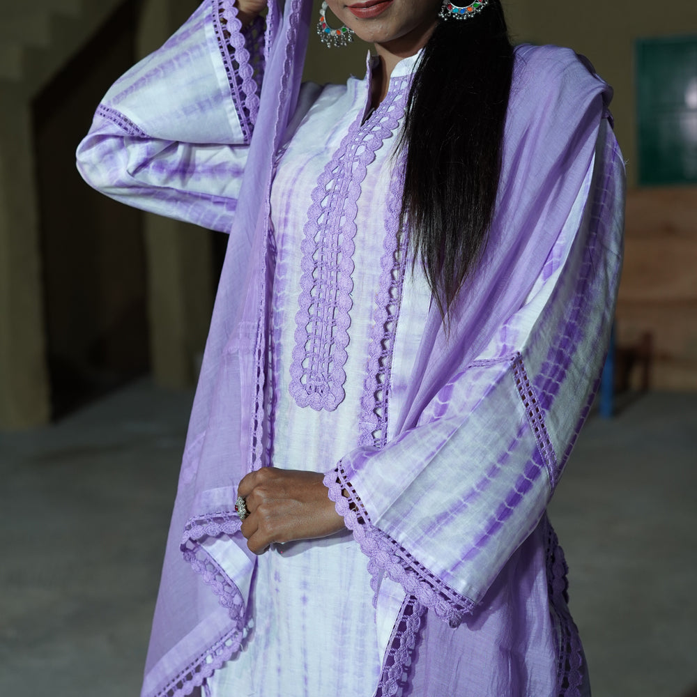
                      
                        Purple Chanderi Silk Tie and Dye Short Kurta CS 105
                      
                    