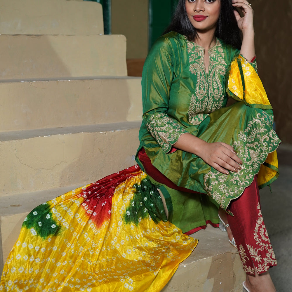 
                      
                        Bottle Green Silk Suit CS 104
                      
                    