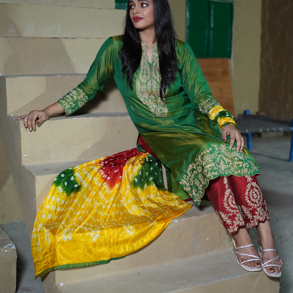 Bottle Green Silk Suit CS 104