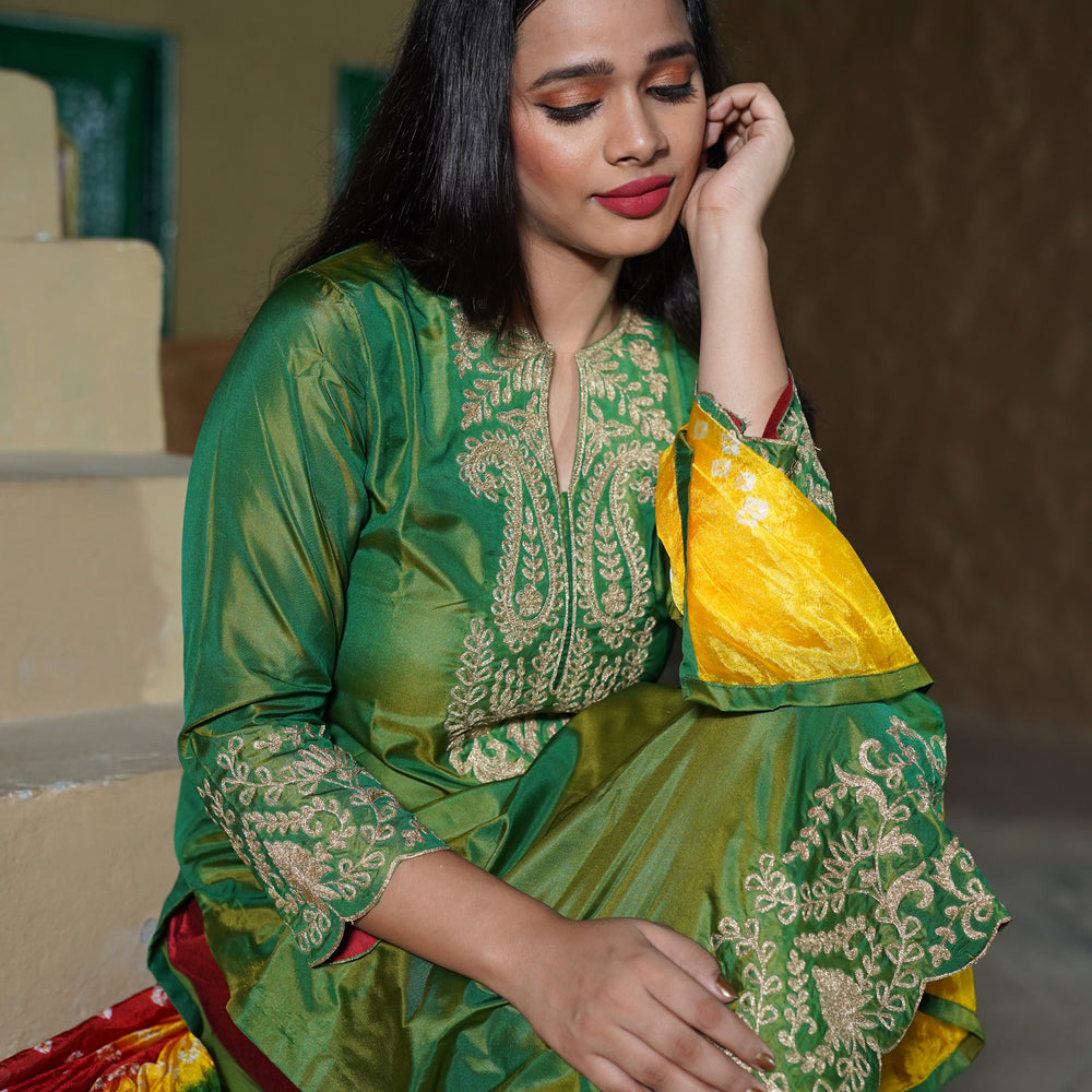 Bottle Green Silk Suit CS 104