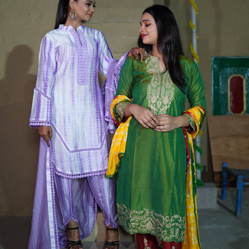 
                      
                        Bottle Green Silk Suit CS 104
                      
                    