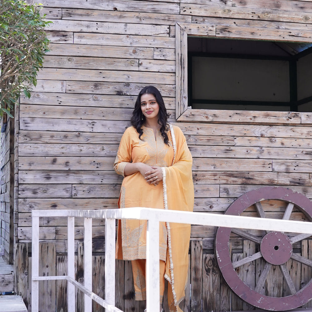 
                      
                        Orange Cotton Silk Suit SC 101
                      
                    