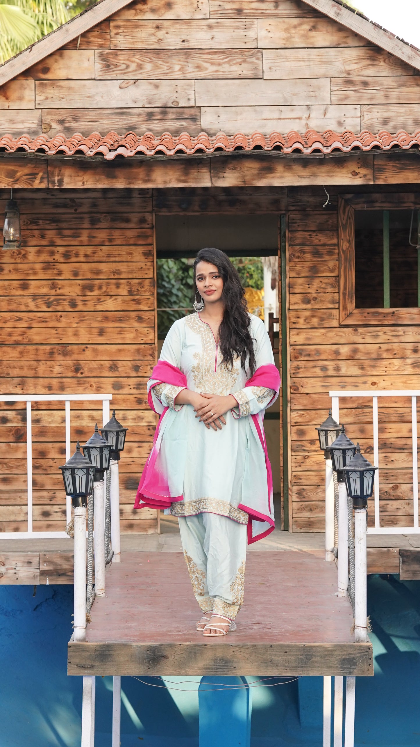Neck Embroidery- Pakistani Sea Green Suit CS 107