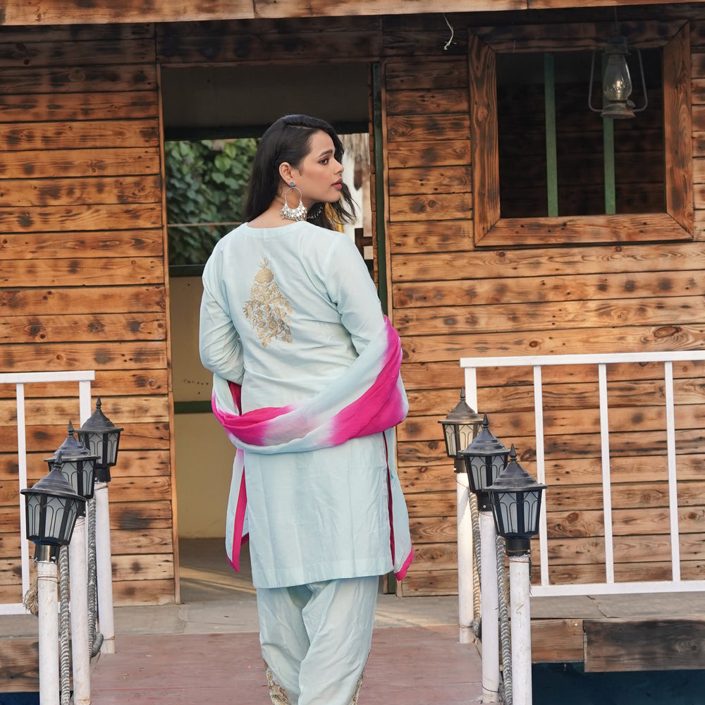 Neck Embroidery- Pakistani Sea Green Suit CS 107