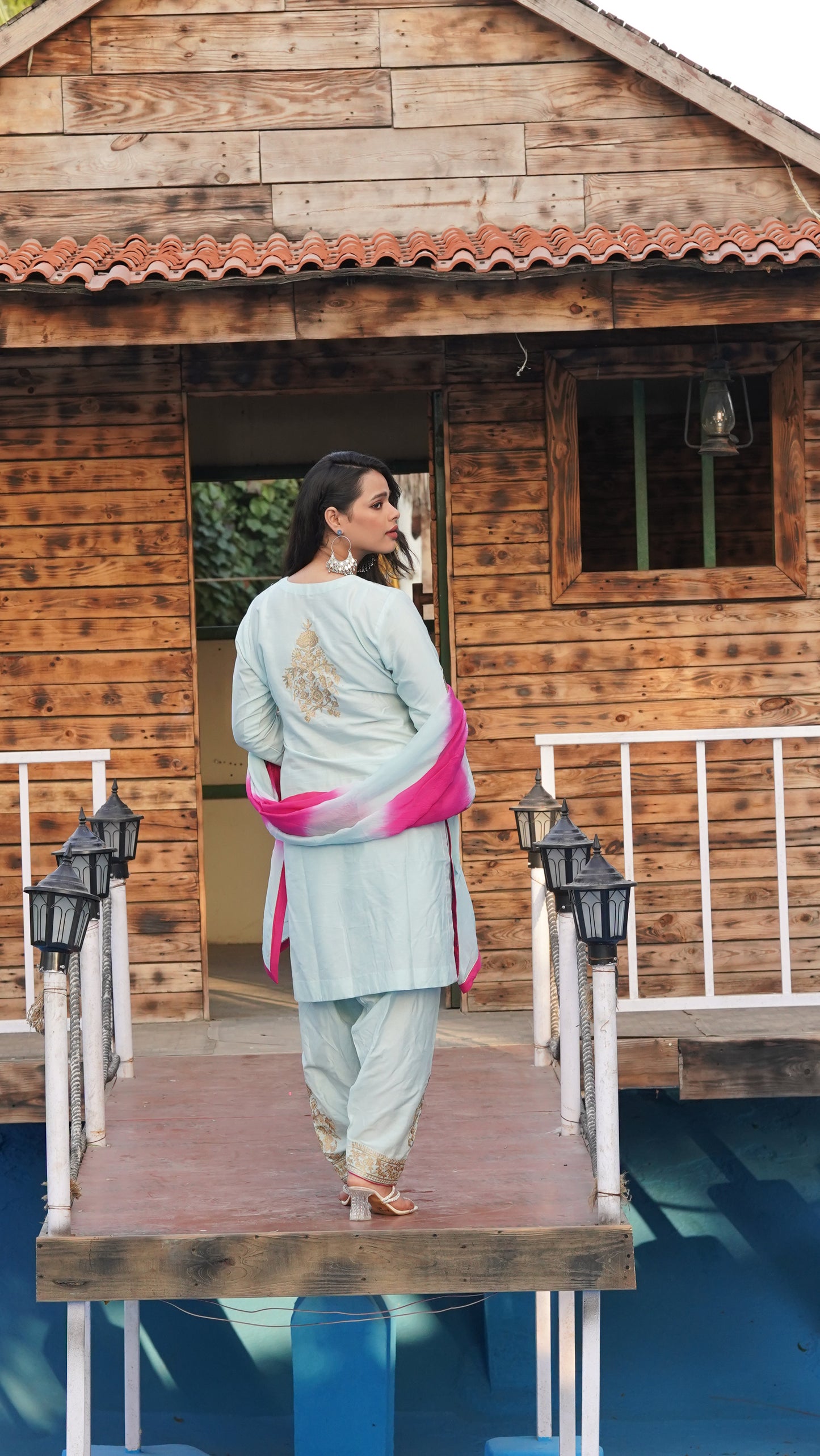 Neck Embroidery- Pakistani Sea Green Suit CS 107